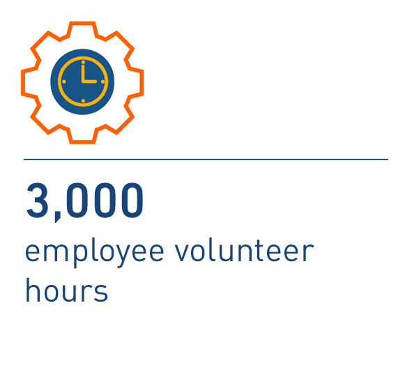3,000 employee volunteer hours